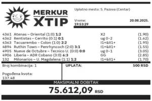 Supertiket, dobitni tiket, tiket, kvote, MerkurXtip
