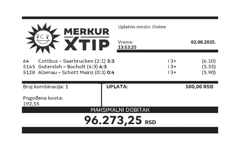 Tiket, dobitni tiket, supertiket, MerkurXtip