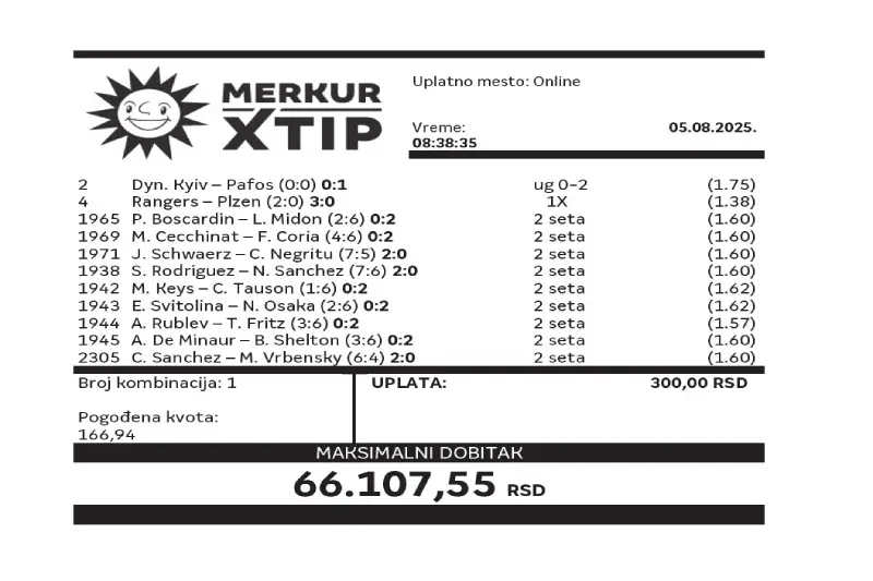 Tiket, Dobitni tiket, supertiket. kvote, MerkurXtip