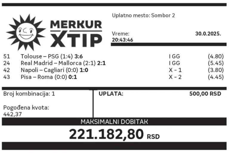 Tiket, dobitni tiket, supertiket, MerkurXtip