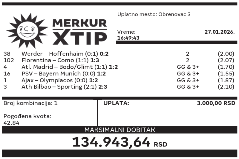 Dobitni tiket, Dobitni tiketi, Supertiket, MerkurXtip, Najbolje kvote