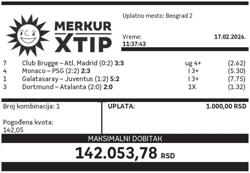 Dobitni tiket, Dobitni tiketi, Super tiket, MerkurXtip, Najbolje kvote