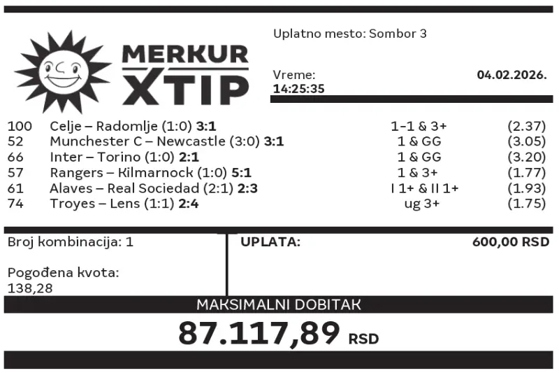 Dobitni tiket, Supertiket, MerkurXtip, Najbolje kvote,
