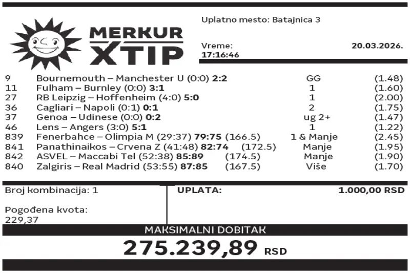 Dobitni tiket, Dobitni tiketi, Super tiket, Najbolje kvote, MerkurXtip