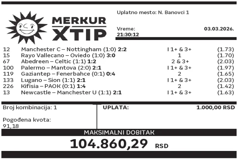 Dobitni tiket, Dobitni tiketi, Super tiket, Najbolje kvote, MerkurXtip
