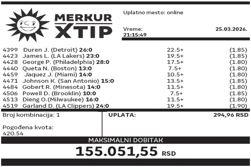 Dobitni tiket, Dobitni tiketi, Super tiket, najbolje kvote, MerkurXtip