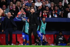 Dijego Simeone, trener Atletika, na meču sa Barselonom, u revanšu četvrtfinala Lige šampiona