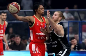 Tajson Karter i Dilan Osetkovski u meču Partizan - Crvena zvezda, u ABA ligi