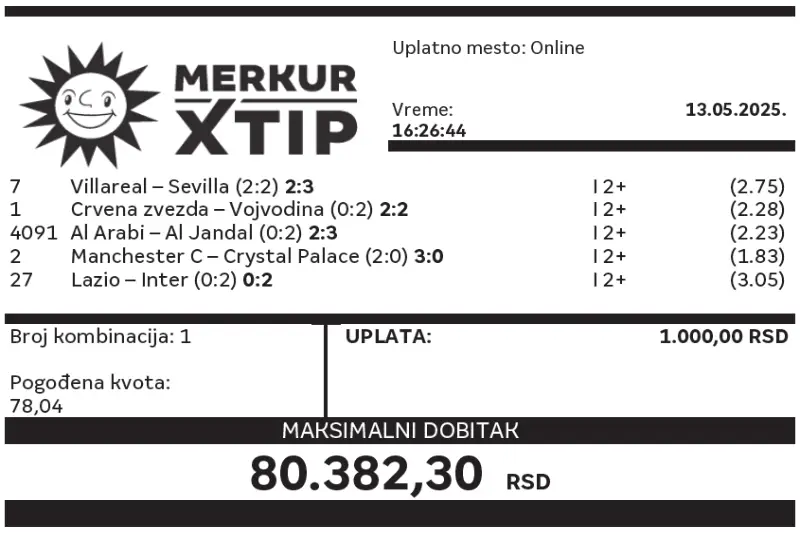 Dobitni tiket, Dobitni tiketi, Super tiket, Najbolje kvote, MerkurXtip