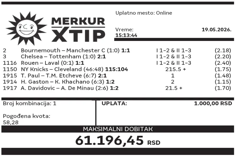 Dobitni tiket, Dobitni tiketi, Super tiket, Najbolje kvote, MerkurXtip